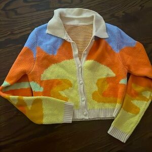 NWOT Colorblock cropped sweater cardigan